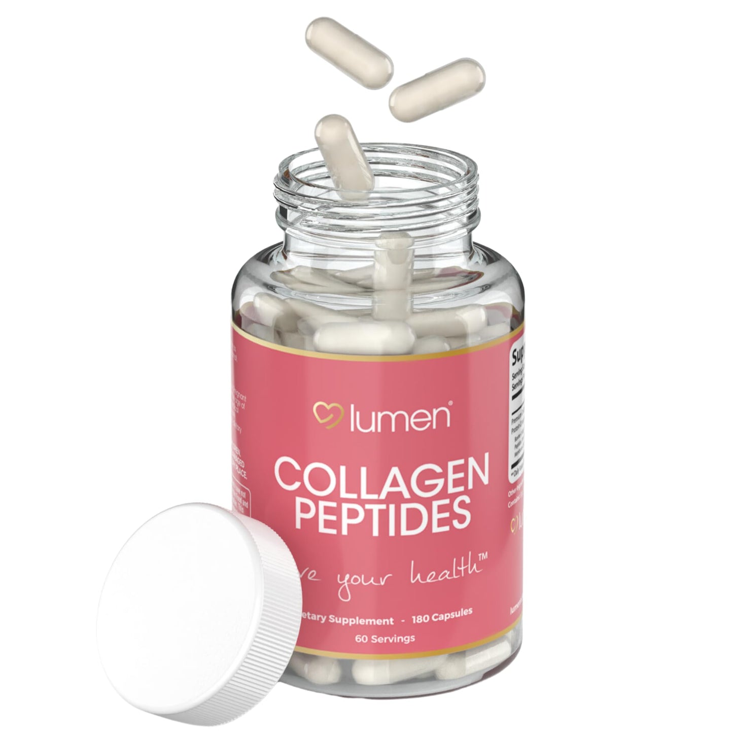 Lumen Naturals Multi Collagen 1800mg Complex for Women – Beauty & Protein Support – Multi-Type Collagen Blend – Non-GMO, Gluten-Free Formula Capsules, 180 Count