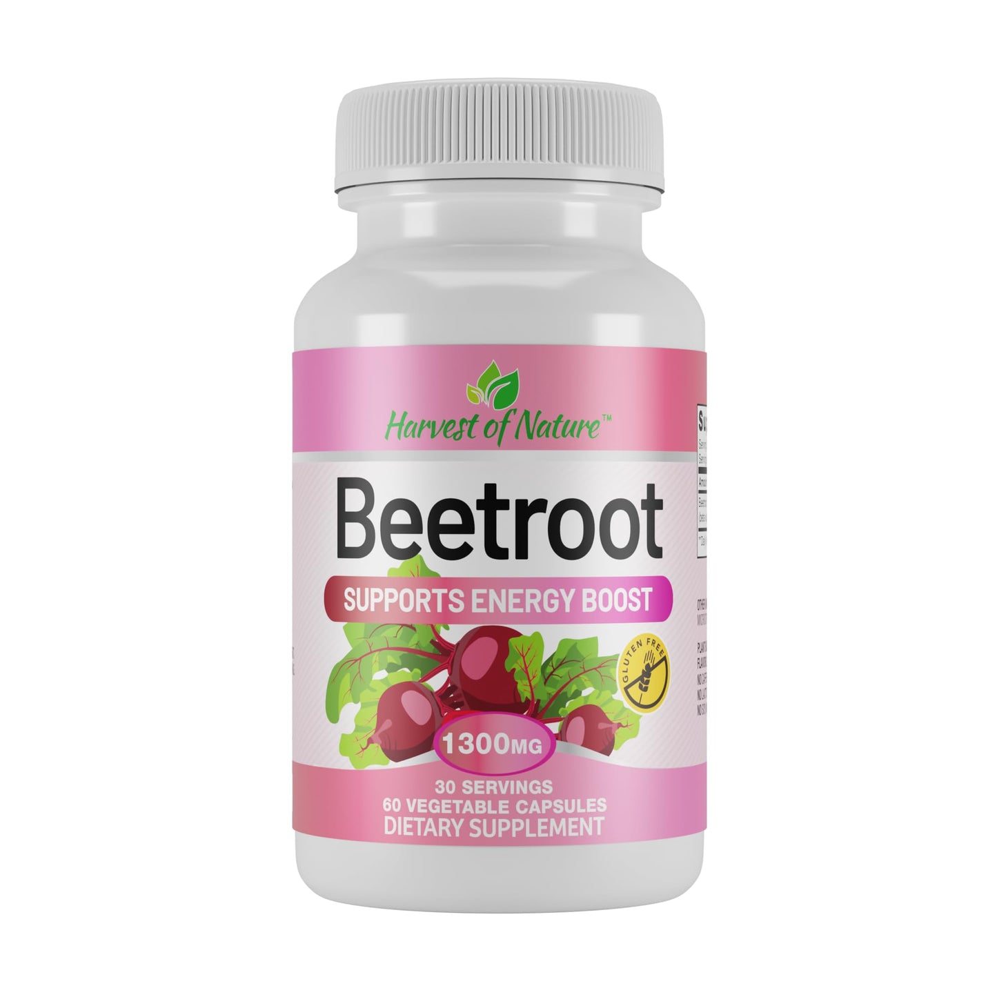 Harvest of Nature Beet Root Supplement 1300mg Beet Root Capsules, 60 Capsules