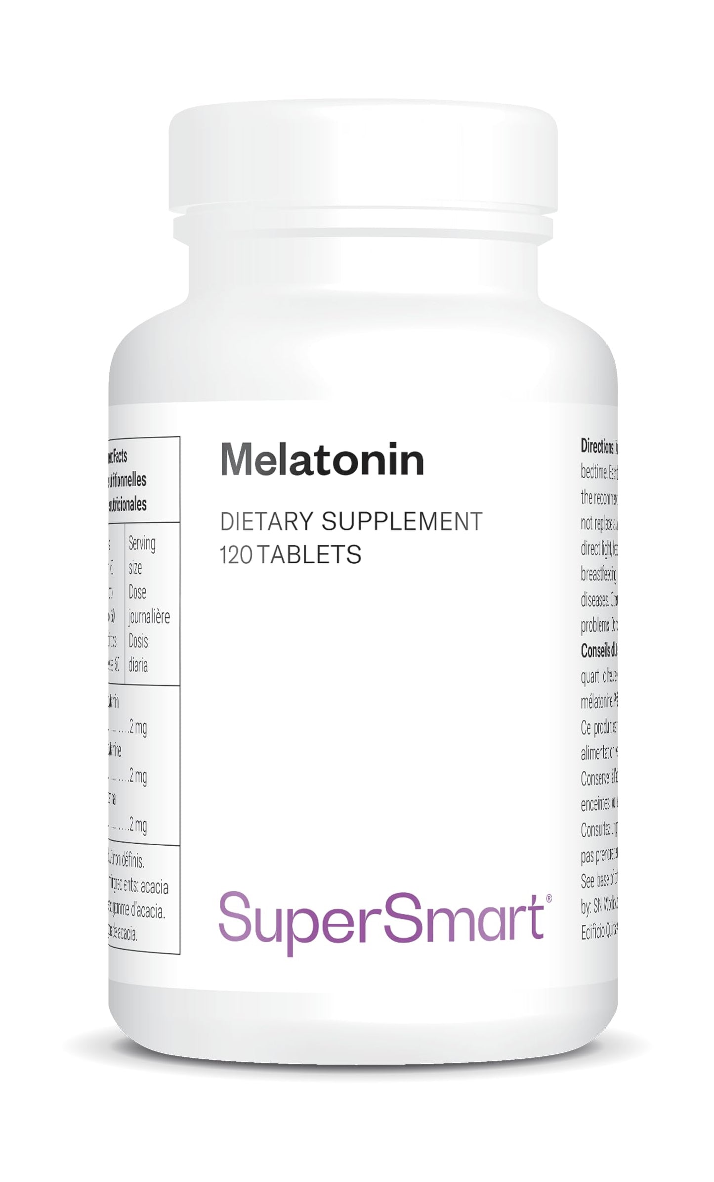 Supersmart Melatonin 2mg per Day High Strength Sleep Aid, Non-GMO, Sugar & Gluten Free, 120 Tablets