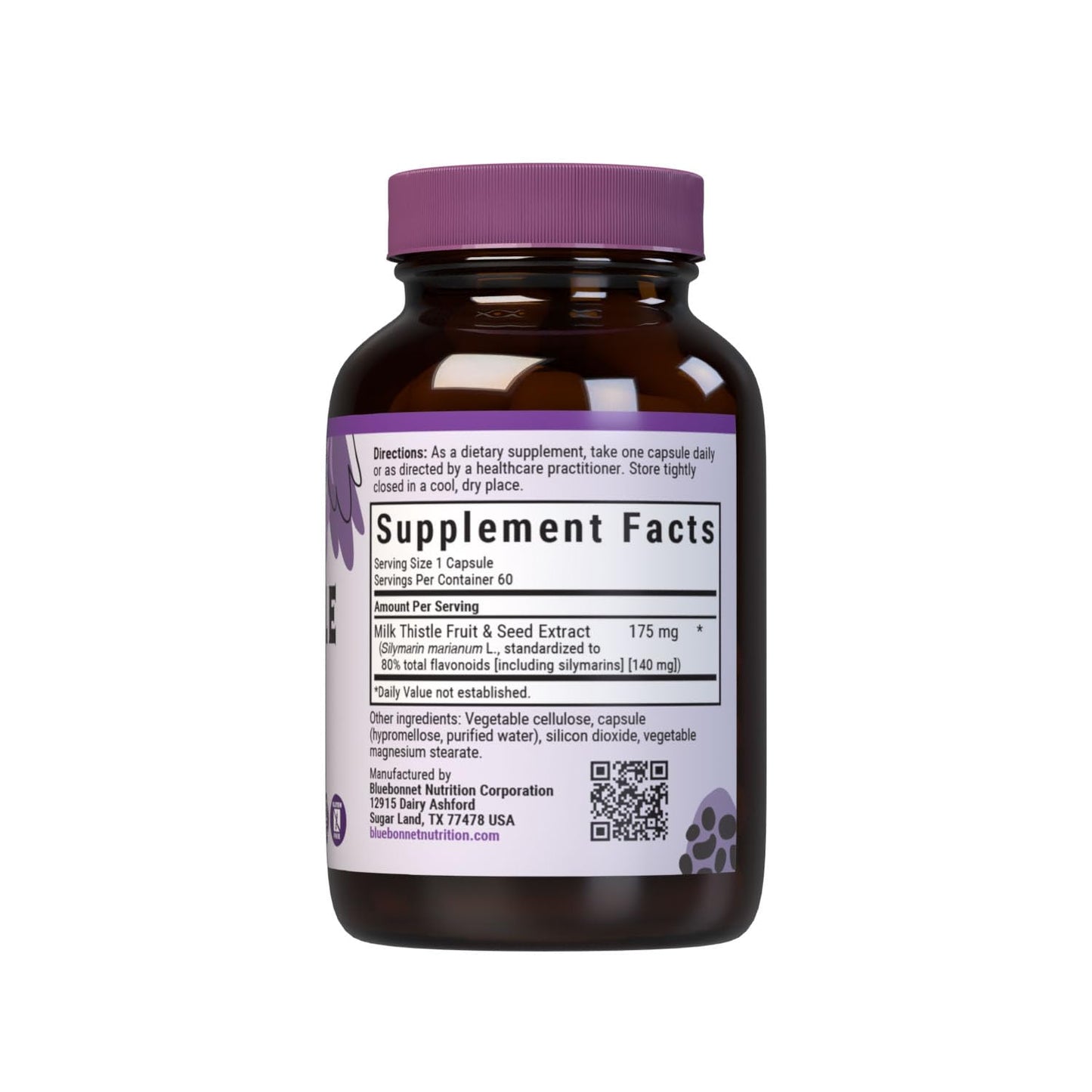 BlueBonnet Milk Thistle Fruit and Seed Extract Supplement Capsules, 60