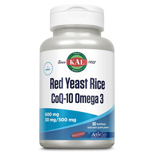 KAL Red Yeast Rice CoQ10 Omega-3 Softgels, 60 Count