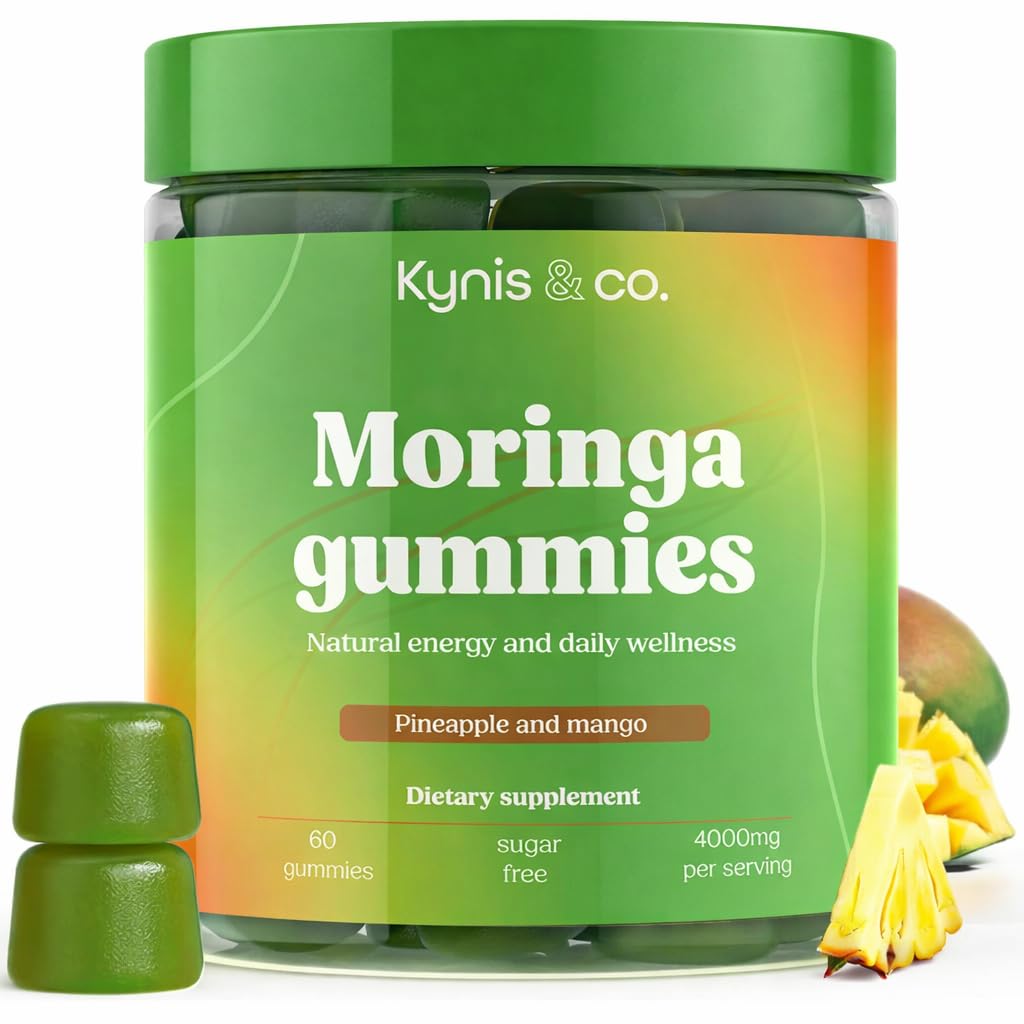 Kynis & co. Moringa Gummies – 400mg Moringa Leaf Extract with Zinc & Vitamin C – Sugar-Free, 60 Gummies