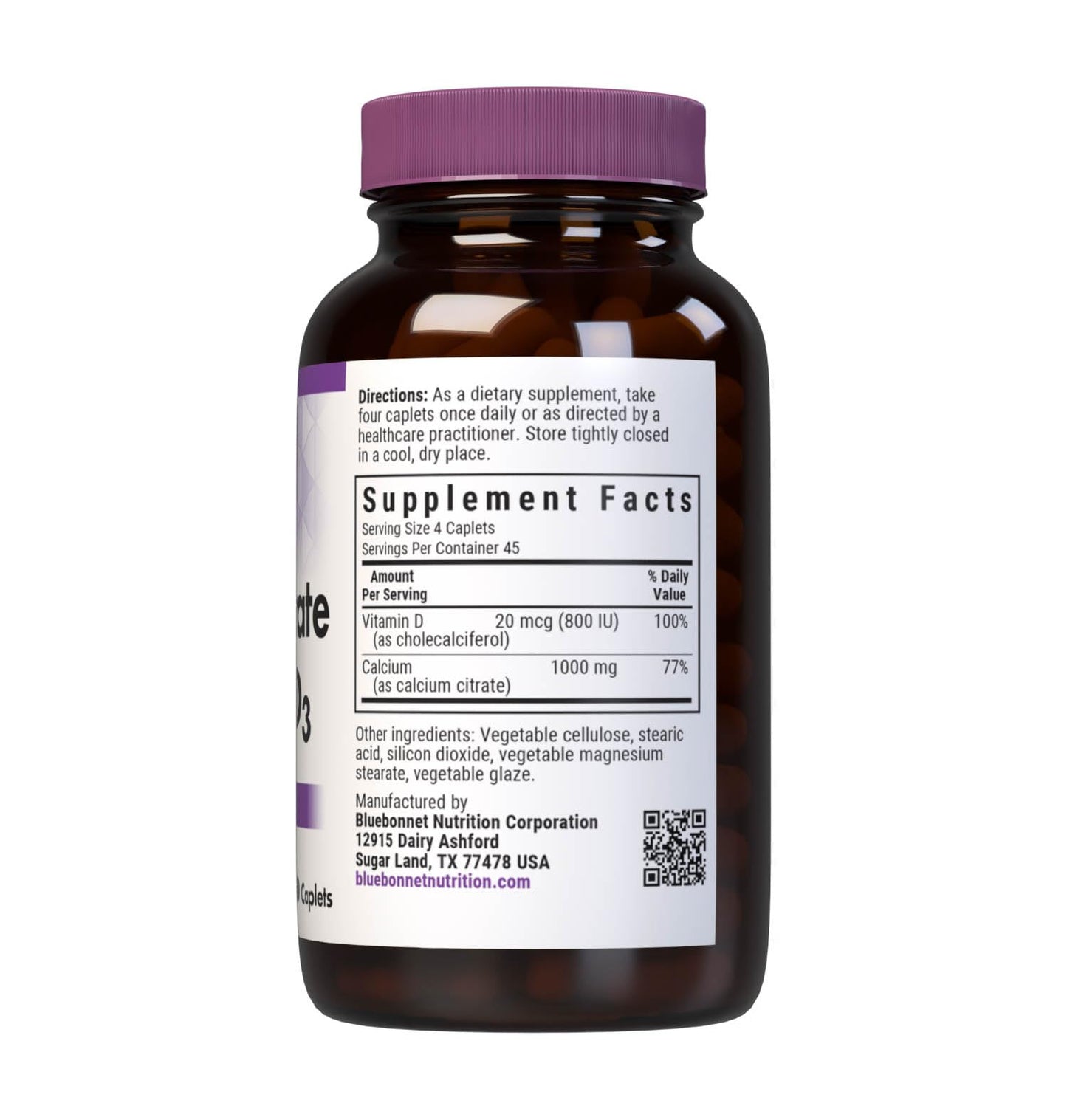 BlueBonnet Calcium Citrate with Vitamin D3 180 Caplets