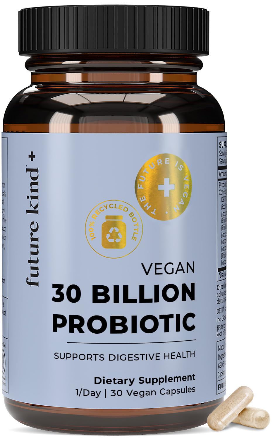 Future Kind Vegan Probiotics for Women and Men Capsules, 30 Count