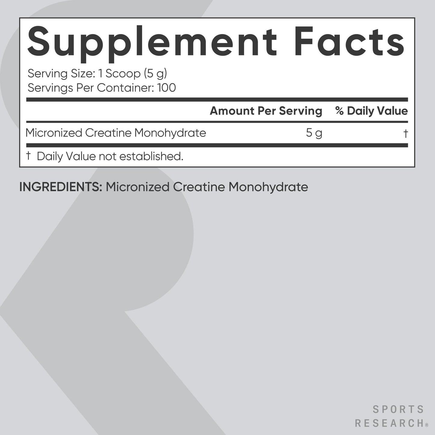Sports Research Creatine Monohydrate Powder 17.64 oz