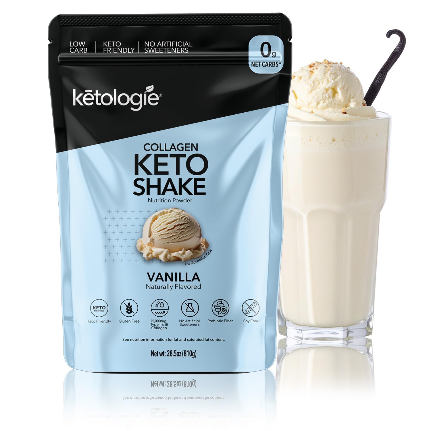 Ketologie Keto Collagen Shake Vanilla Powder 28.5