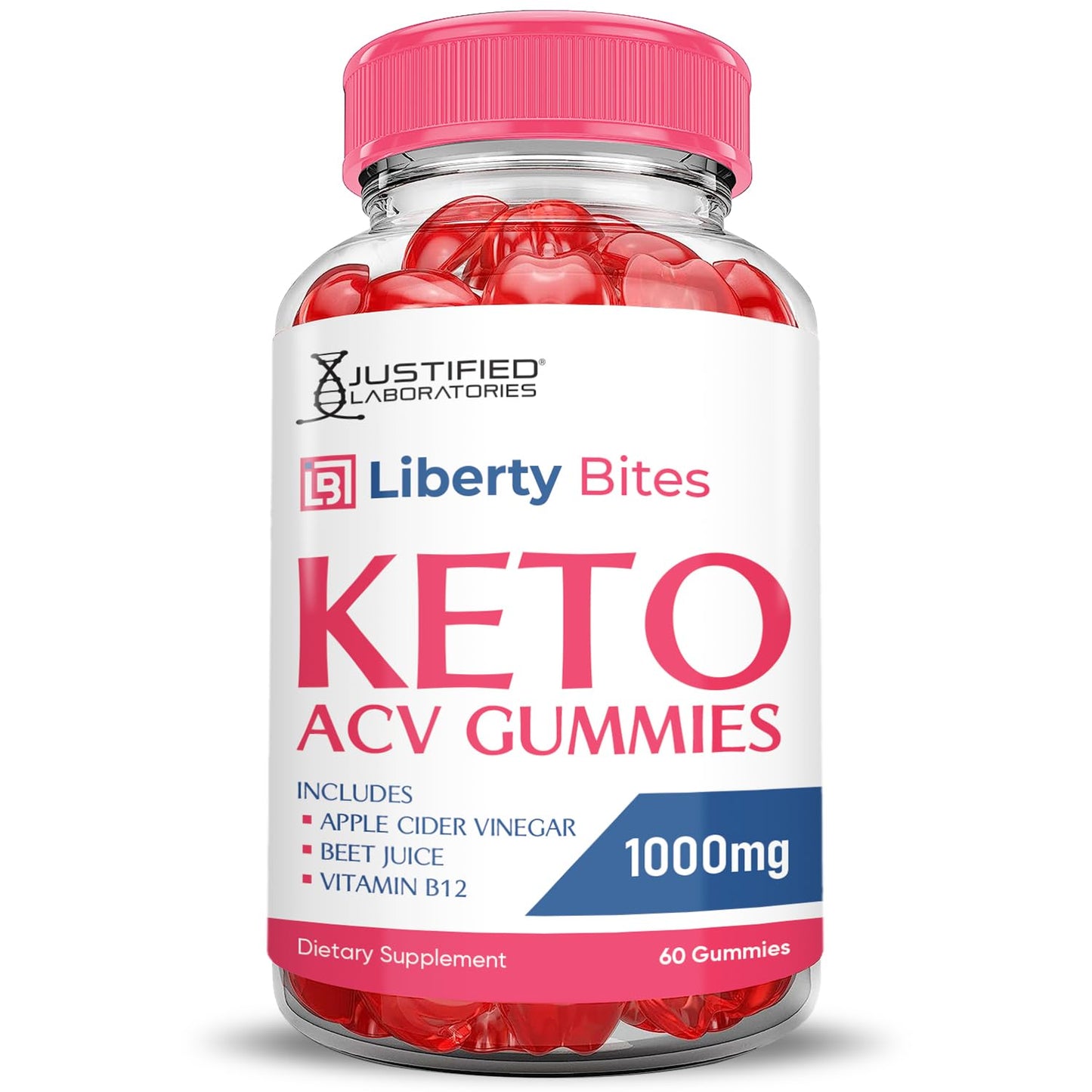 Justified Laboratories Liberty Bites Keto ACV Gummies (1000 mg) - 60 Count, Pack of 5, 300 Gummies