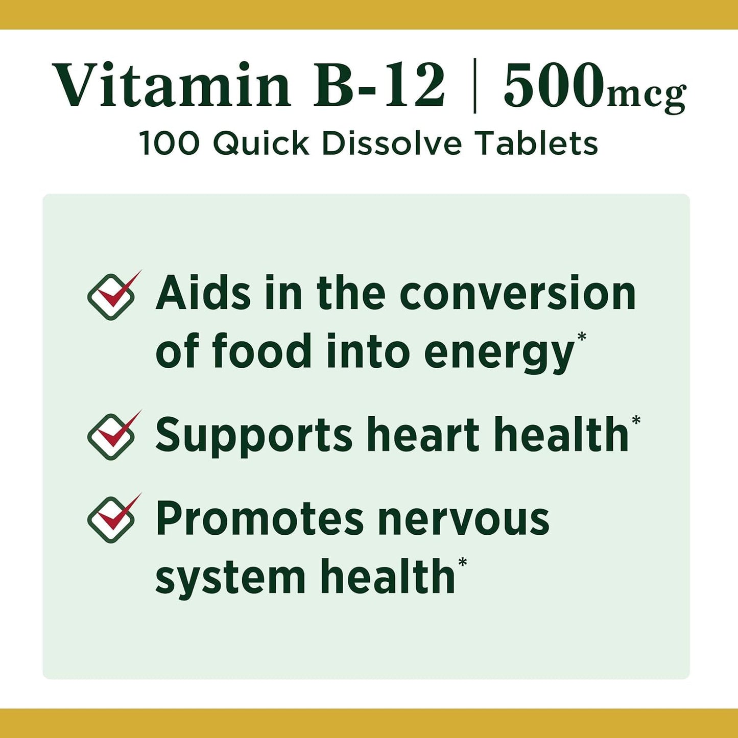 Nature's Bounty Vitamin B-12 500 mcg 200 Tablets