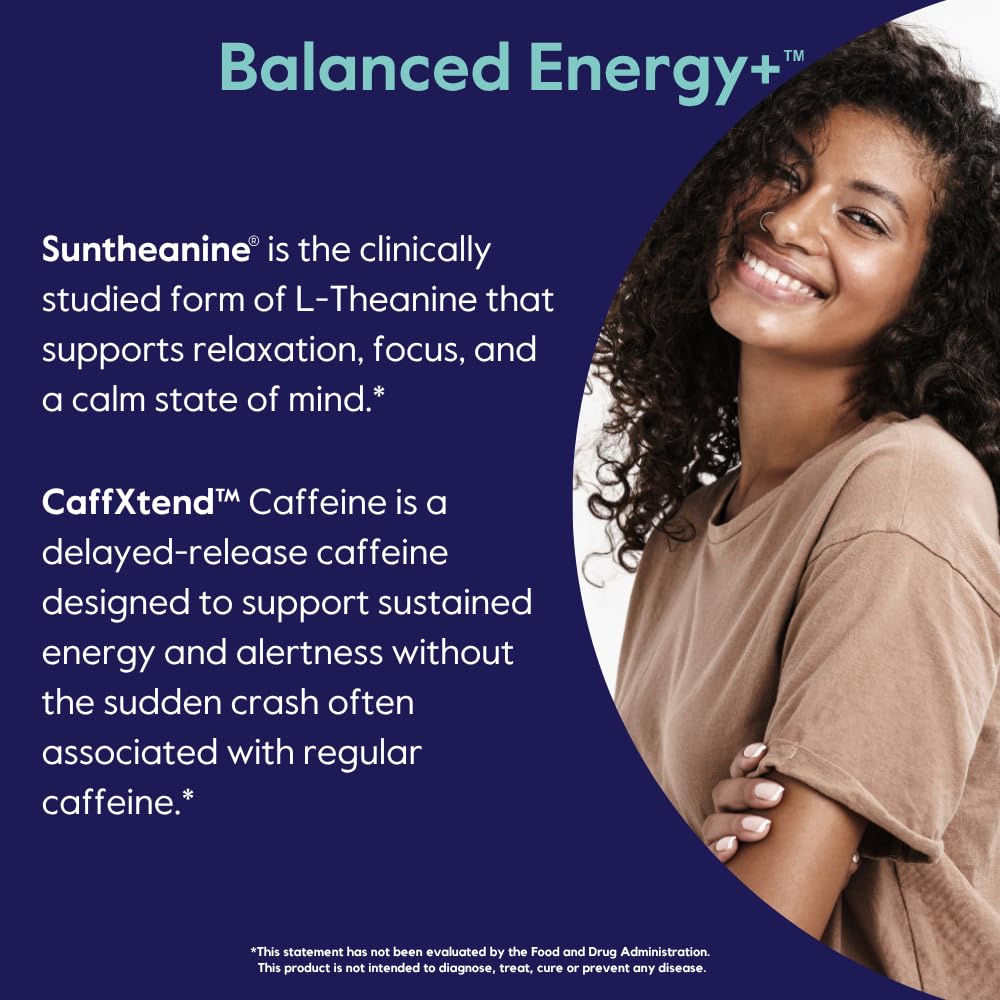 BESTVITE Balance Energy + with L-Theanine & Caffeine, 60 Veg Capsules
