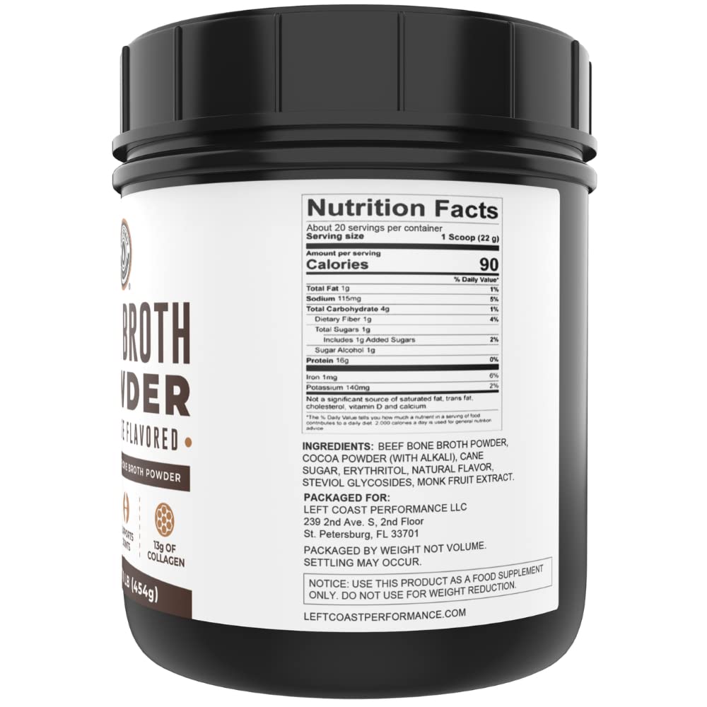 Left Coast Performance Vanilla & Chocolate Bone Broth Protein Powder, 32 oz