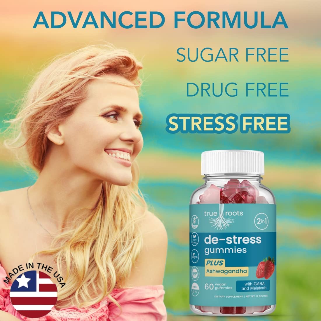 True Roots Stress Gummies Gummy 60 Count