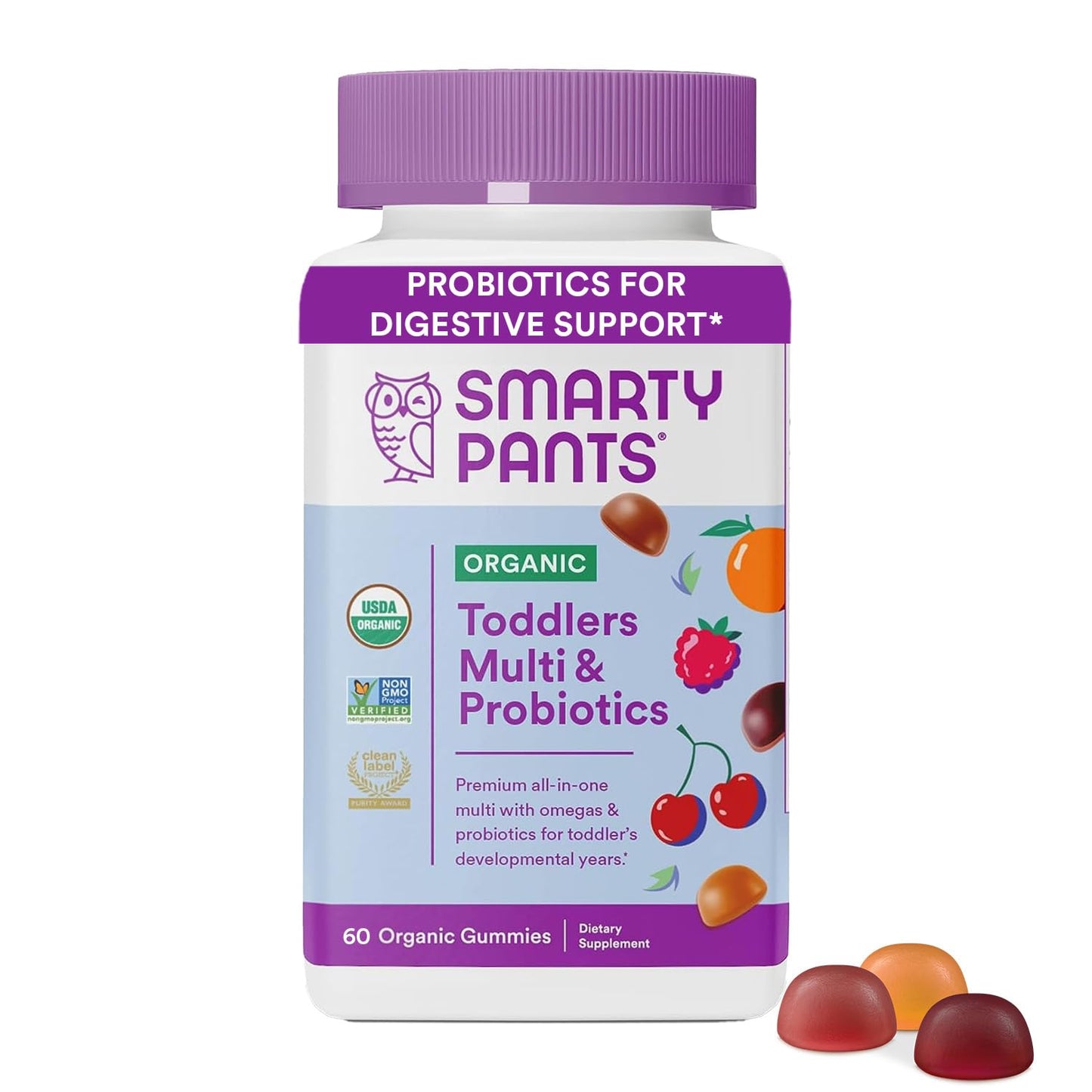 SmartyPants Organic Toddler Multivitamin Gummies, 60 Count