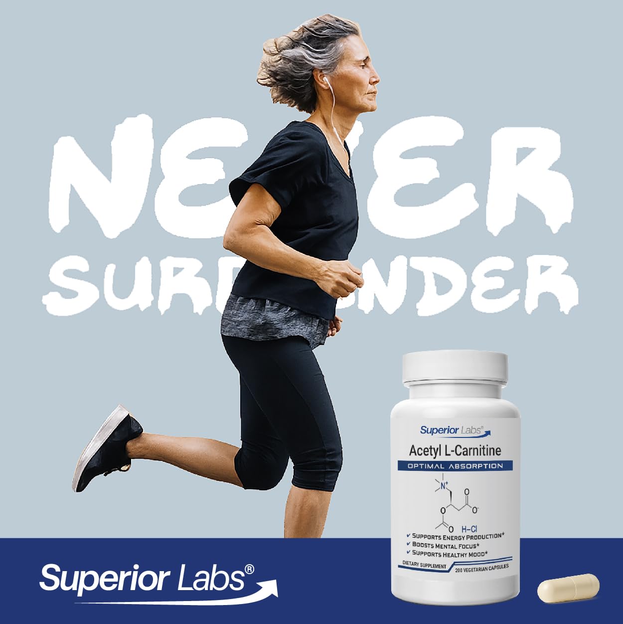 Superior Labs Acetyl L-Carnitine 500 mg Capsule, 200 Veg Caps
