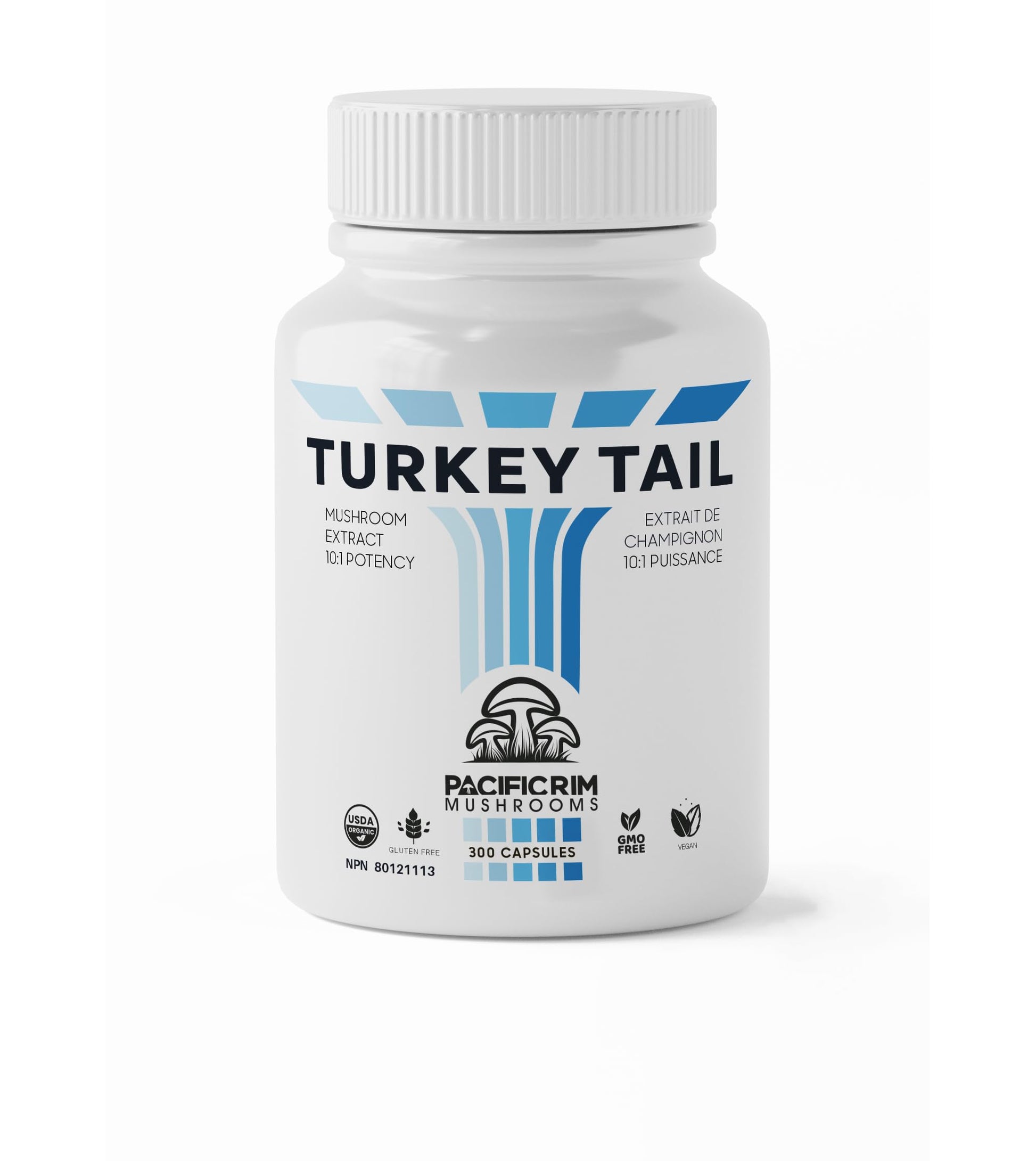 Pacific Rim Mushrooms Turkey Tail Supplement Capsules, 300 Count