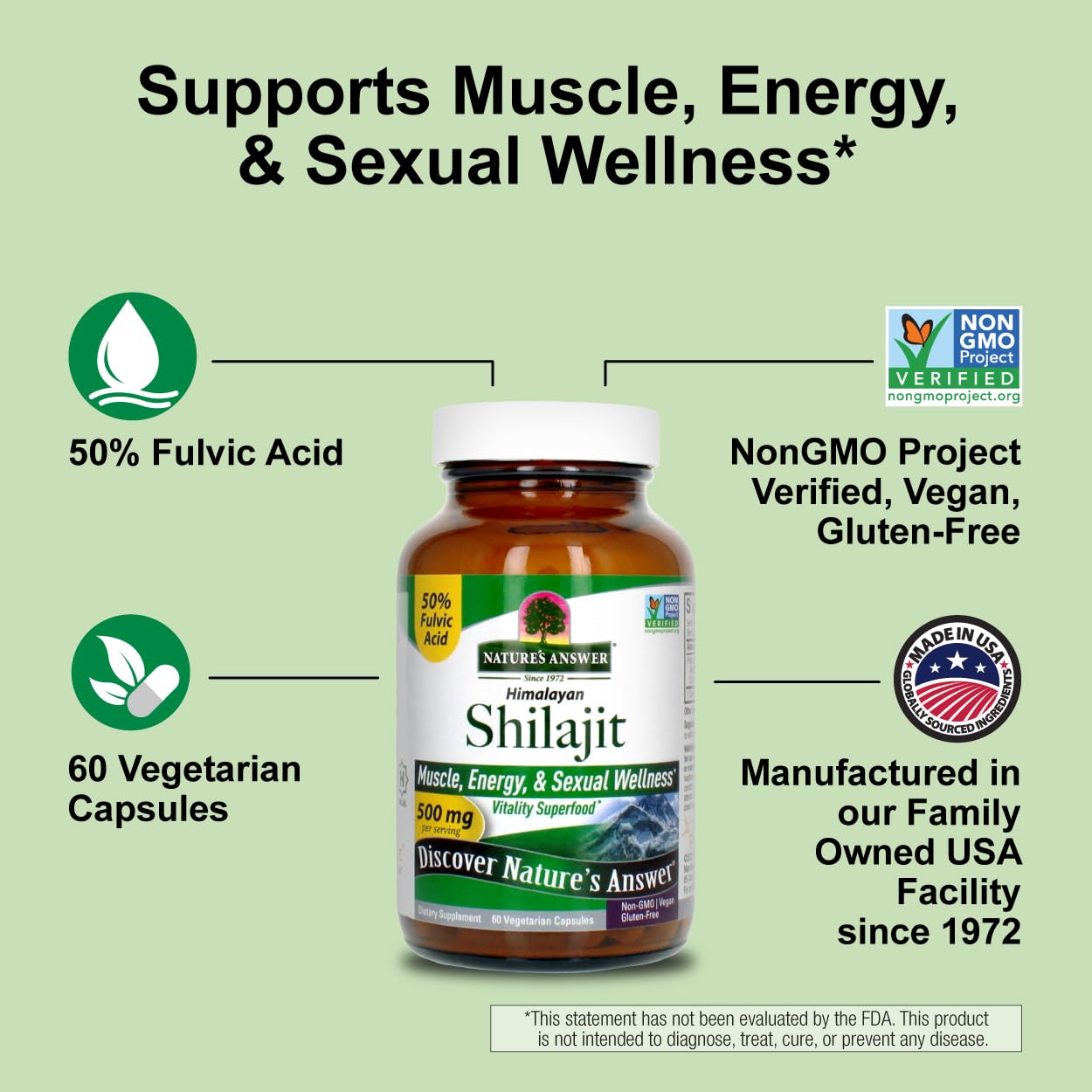 Nature's Answer Himalayan Shilajit Capsules 60 Count