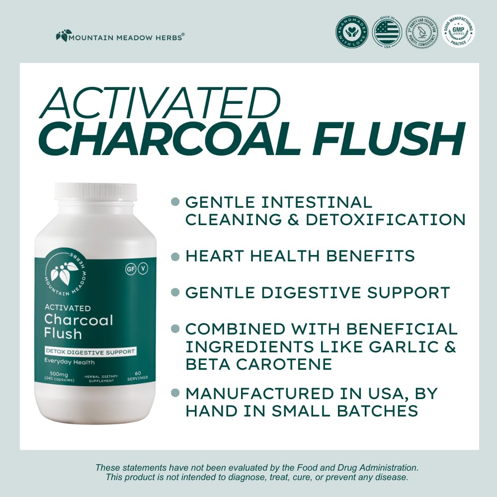 Mountain Meadow Herbs Activated Charcoal Flush Capsules 240