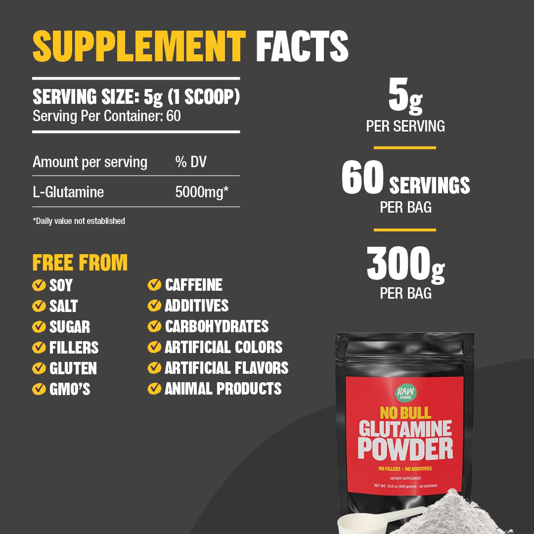 Raw Barrel L-Glutamine Powder 10.58 Ounce