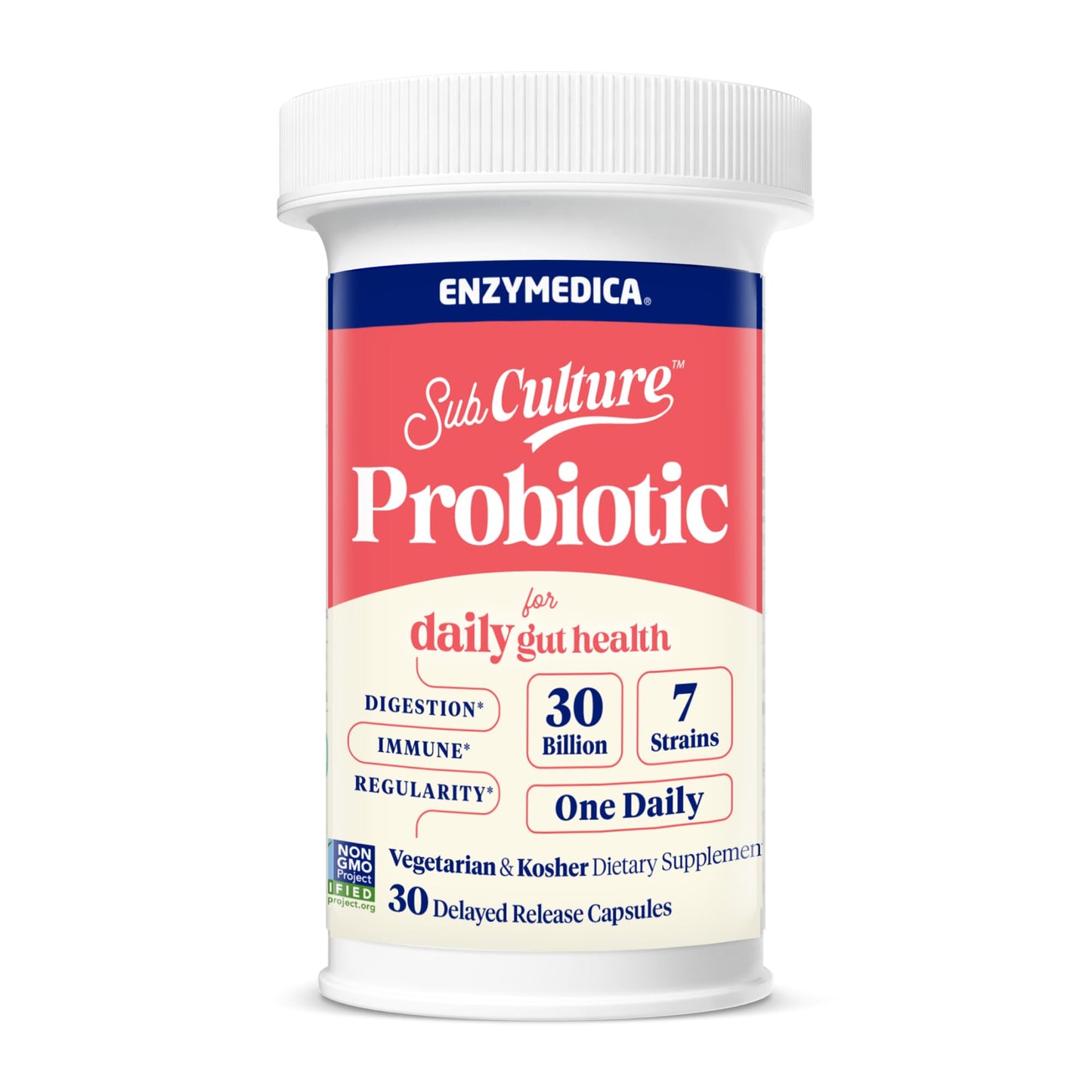 Enzymedica SubCulture Probiotic for Daily Gut & Digestive Health Capsule, 30 Count