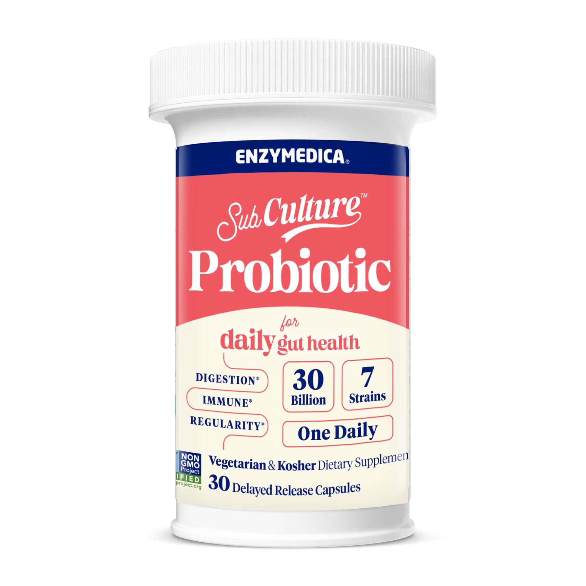 Enzymedica SubCulture Probiotic for Daily Gut & Digestive Health Capsule, 30 Count