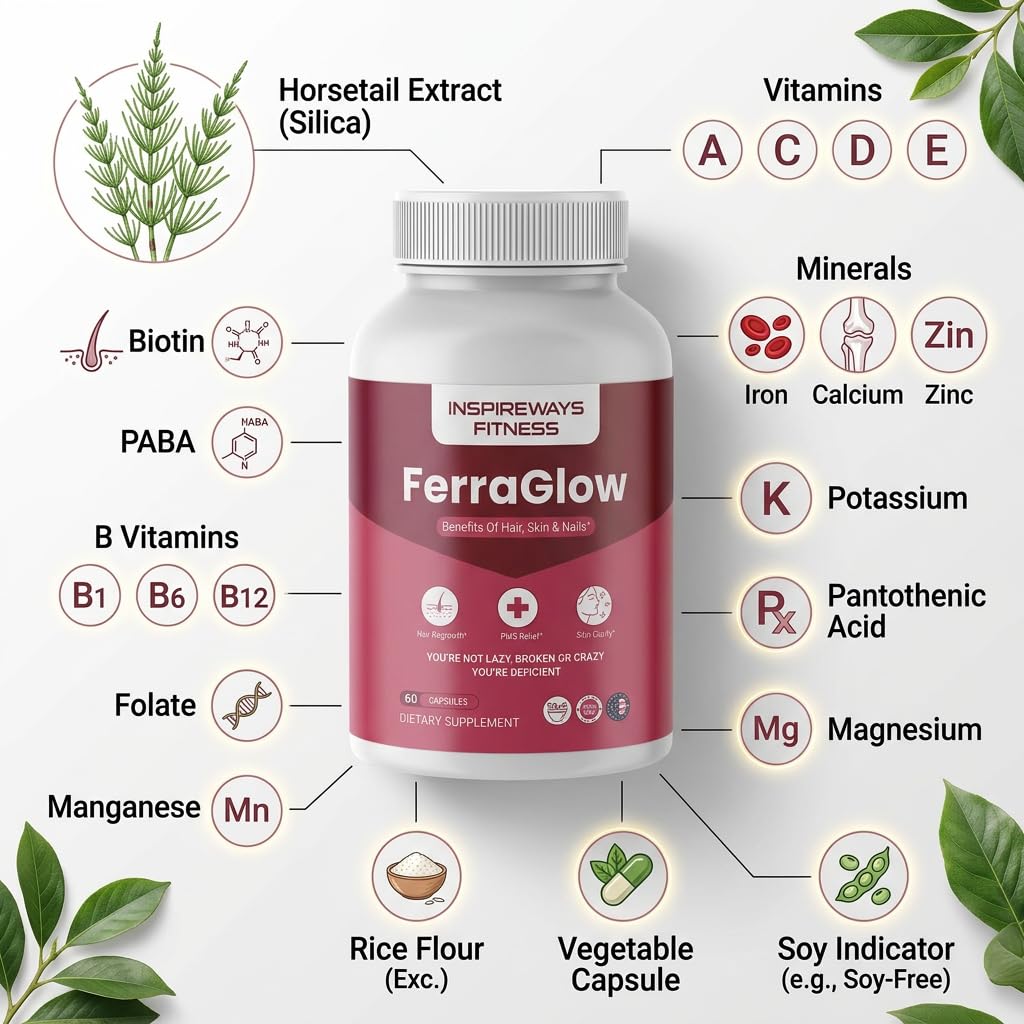 Fitness InspireWays Vital Iron Support Capsules, 60 Count
