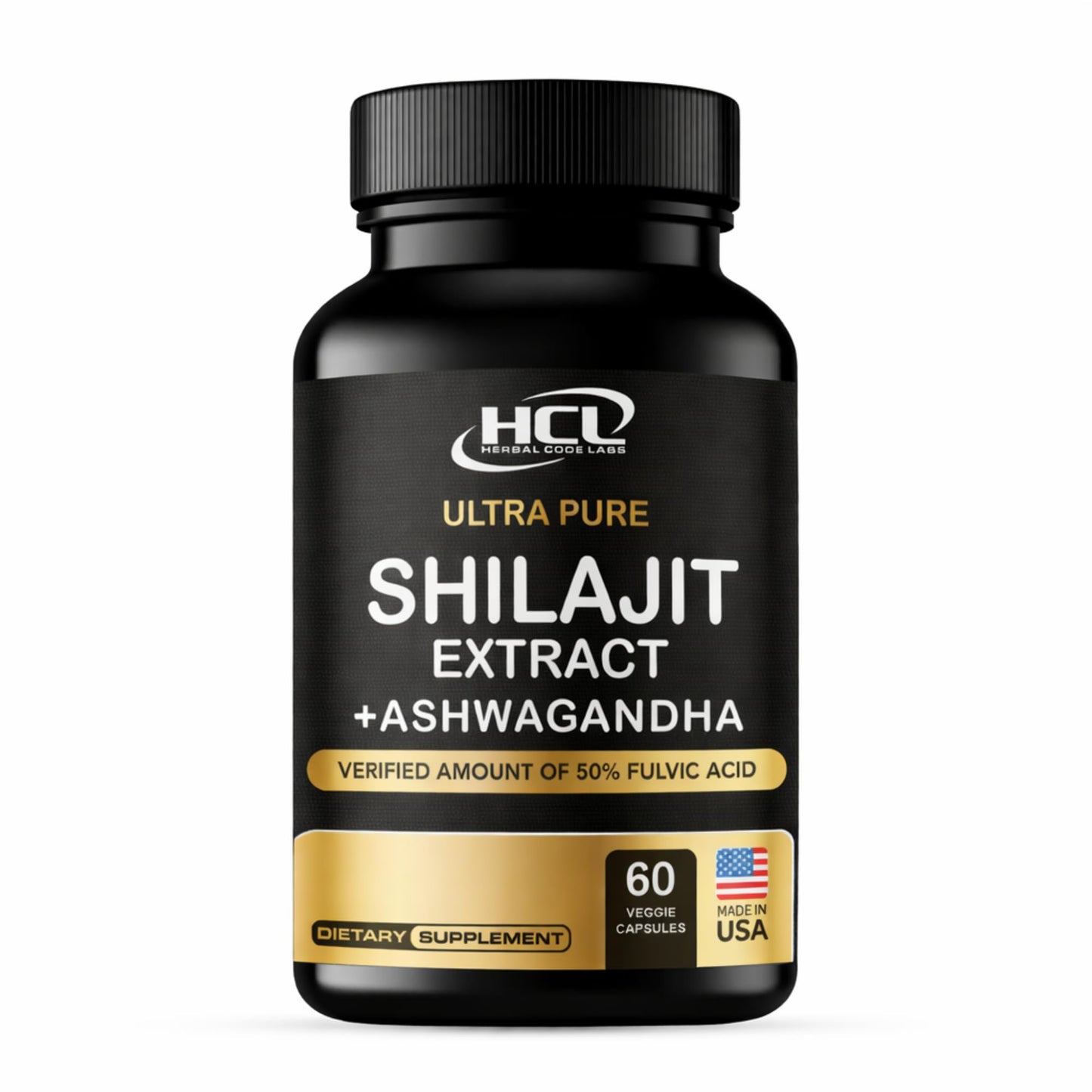 HCL Herbal Code Labs Pure Shilajit Resin with Ashwagandha, 60 Capsules