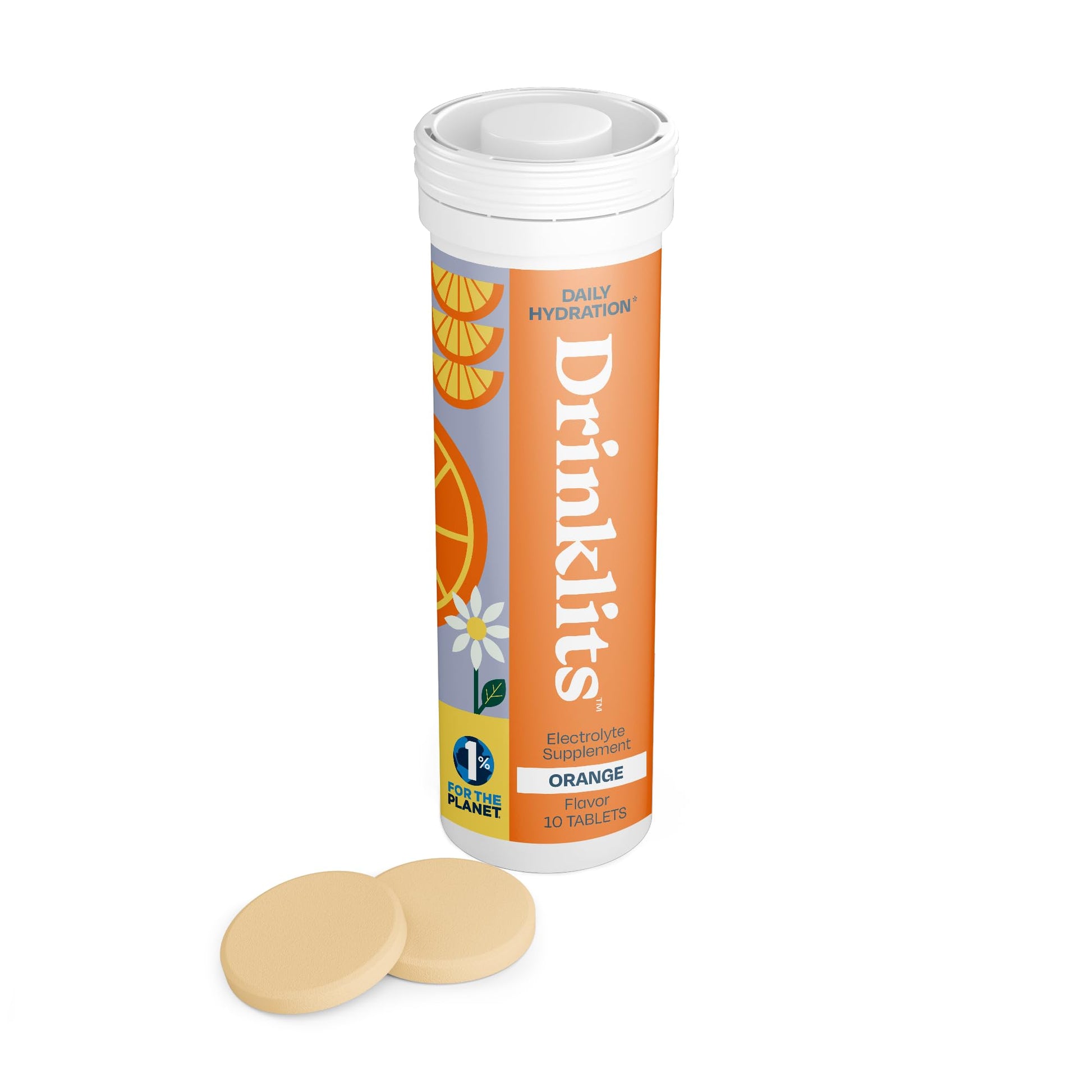 Drinklits Orange Electrolyte Tablets for Hydration, 10 Tablets