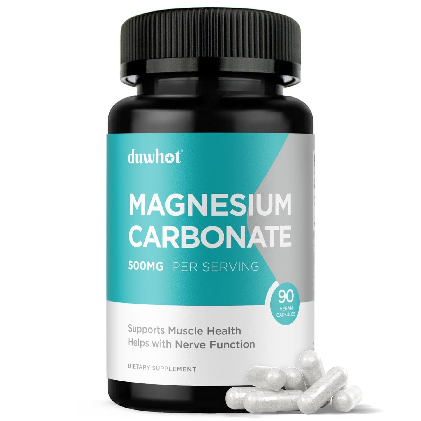 duwhot Magnesium Carbonate 500mg High Absorption Supplement for Digestive Health, Muscle & Nerve Function, 90 Capsules