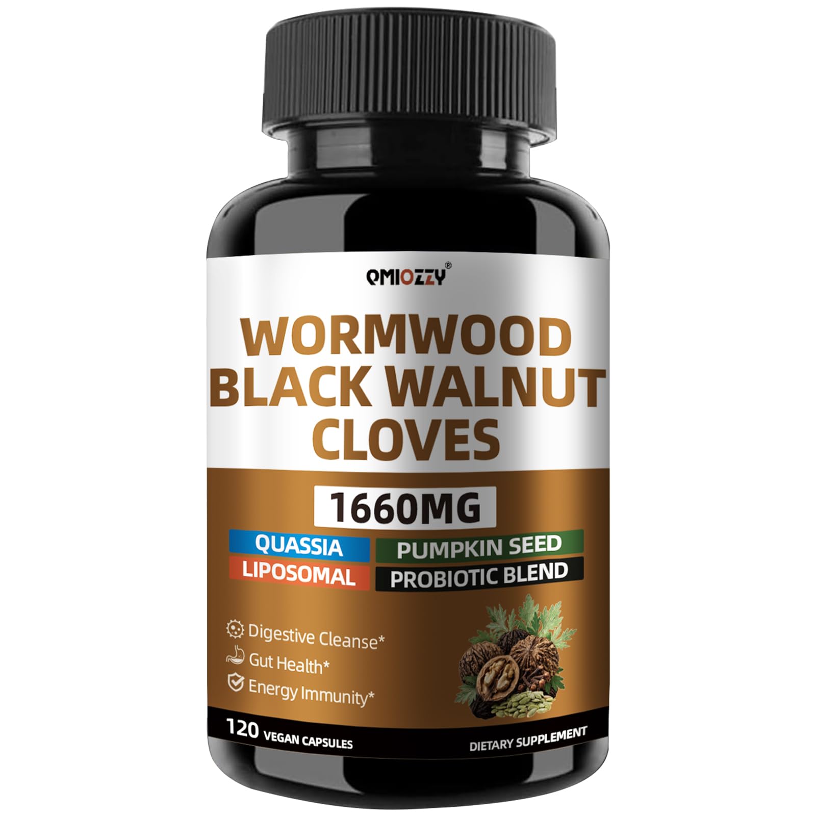 Qmiozzy Wormwood Black Walnut Clove Parasite Cleanse Capsule 117 Count