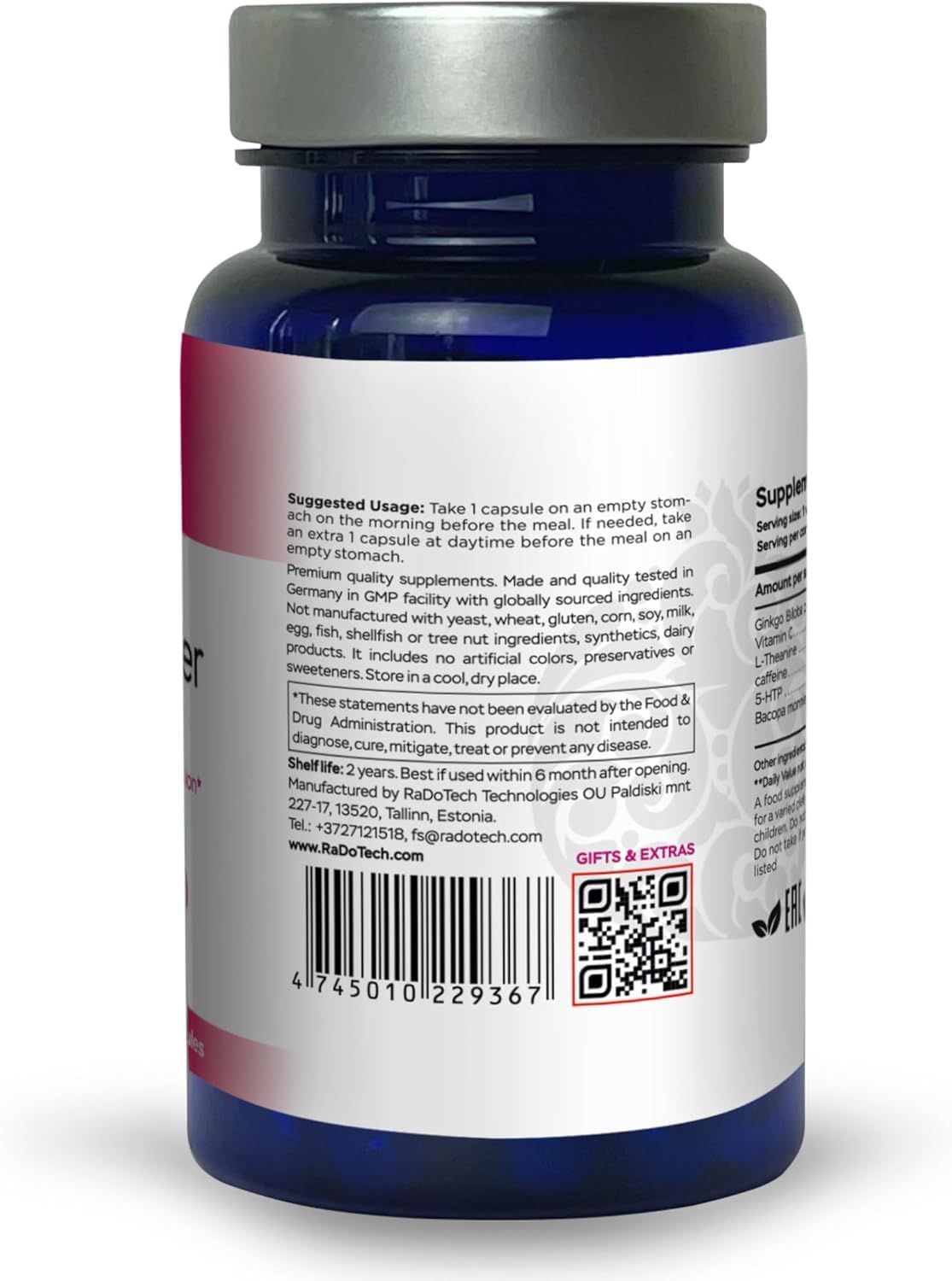 RaDoTech c Brain Supplement 180 Capsules