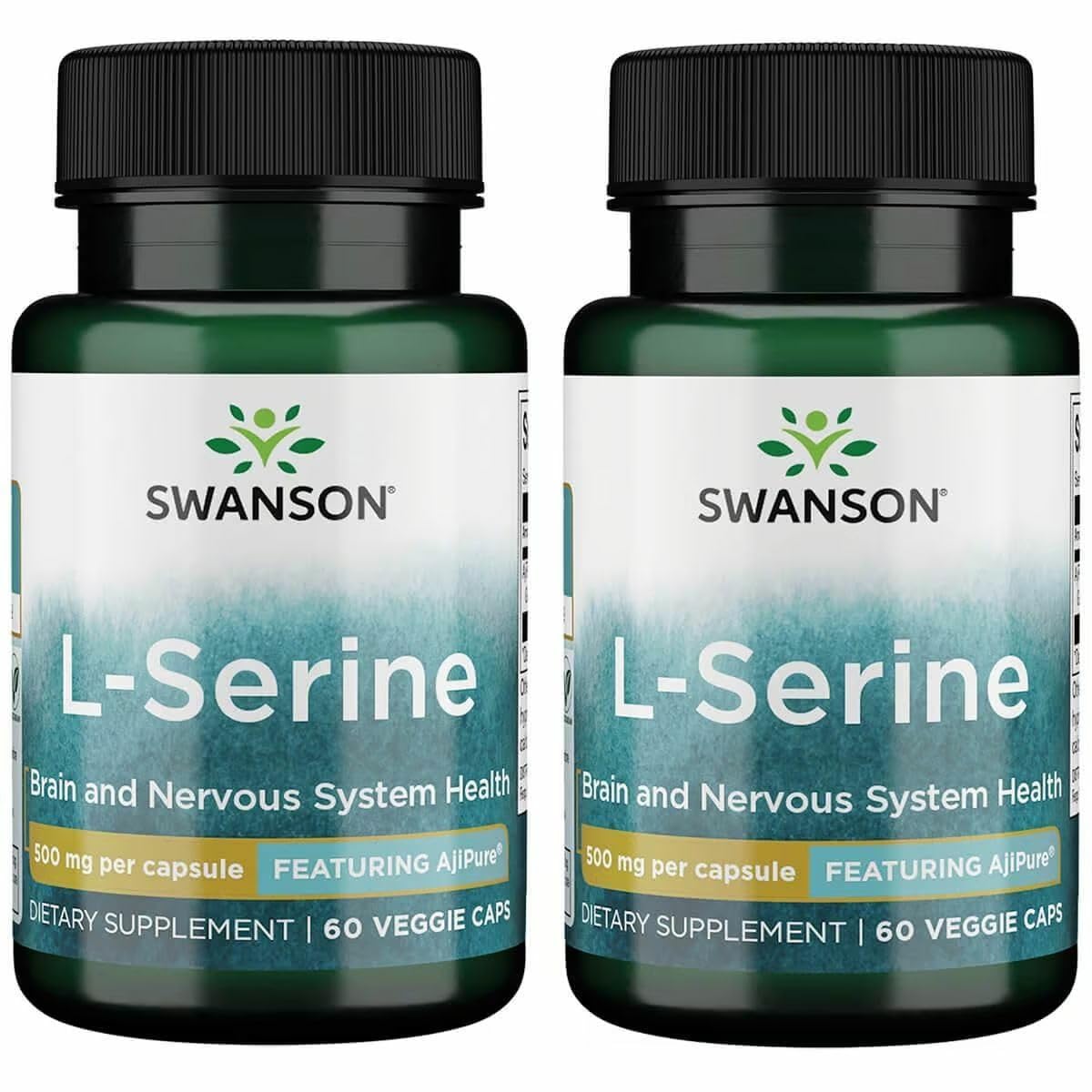 Swanson Ajipure L-Serine Amino Acid Supplement Supporting Brain Health & Nervous System Function - Natural Formula Promoting Cognitive Function Capsule 120 Count
