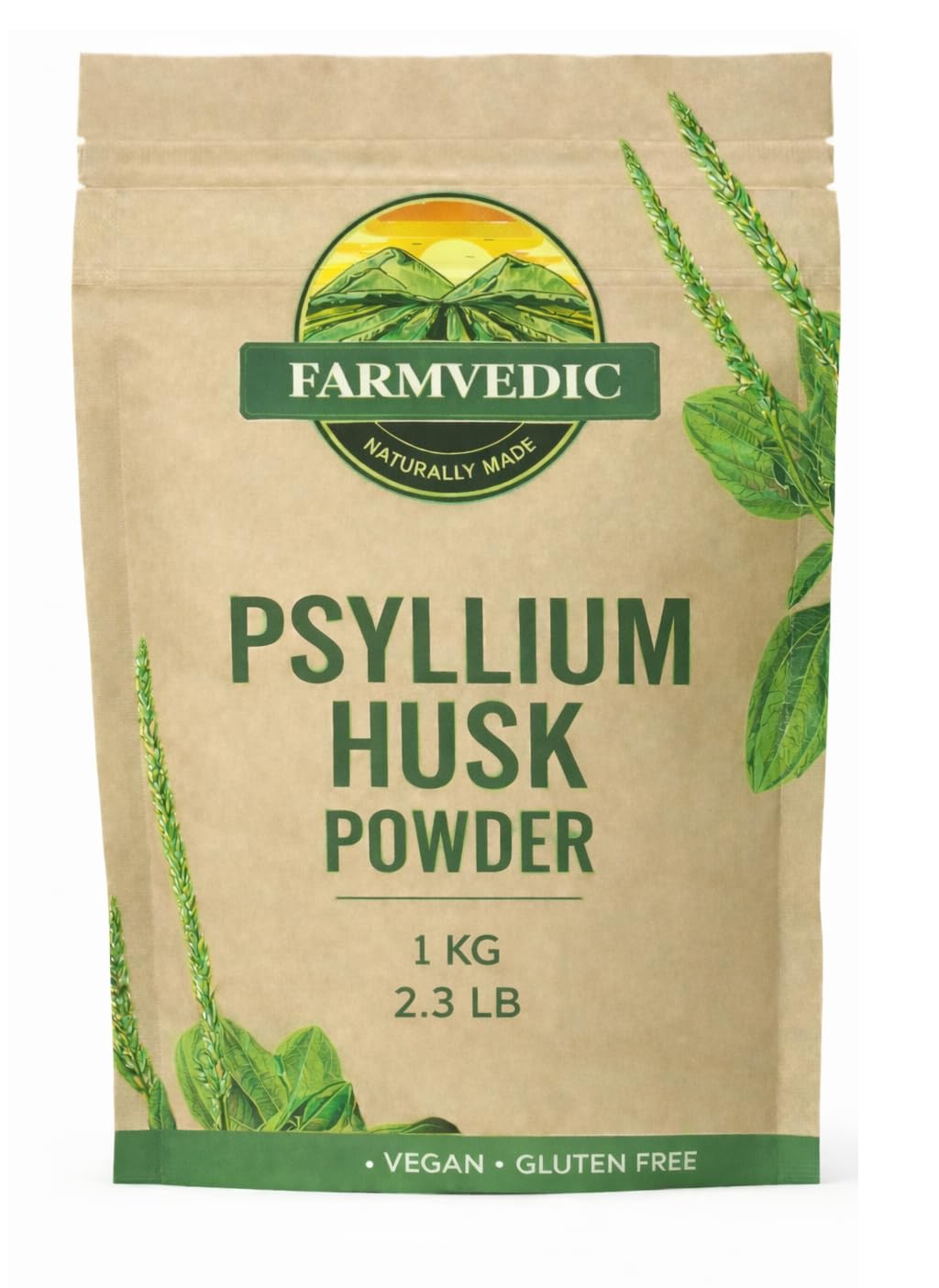 FARMVEDIC Psyllium Husk Fiber Powder, 180 Teaspoons