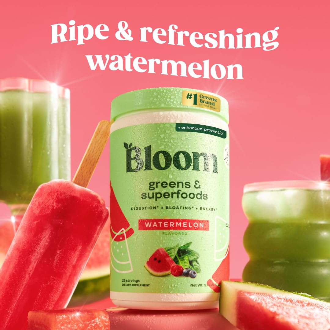 Bloom Nutrition Superfood Greens Powder Watermelon 25 Servings