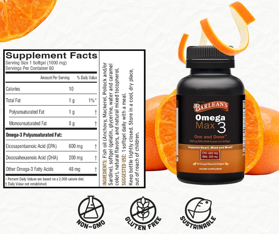 Barlean's Ideal Omega Max 3 Fish Oil Softgels 60 Count