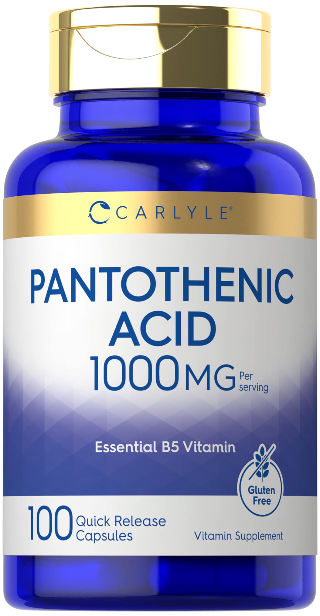 Carlyle Pantothenic Acid Vitamin B5 1000mg Capsule, 100 Capsules