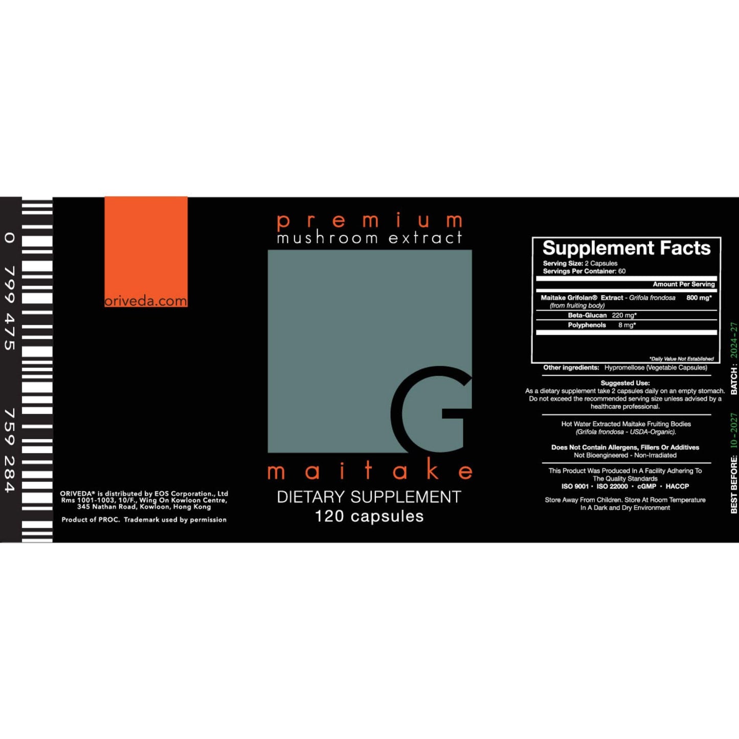 ORIVeDA Grifolan Maitake Extract Capsule 120 Count