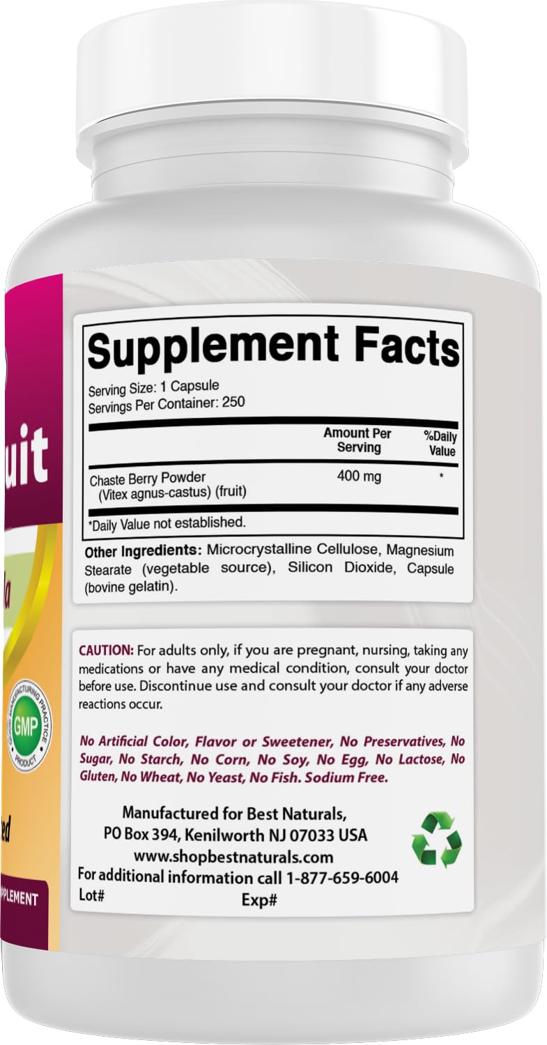 Best Naturals Vitex Chasteberry 400 mg Capsules 500 Count