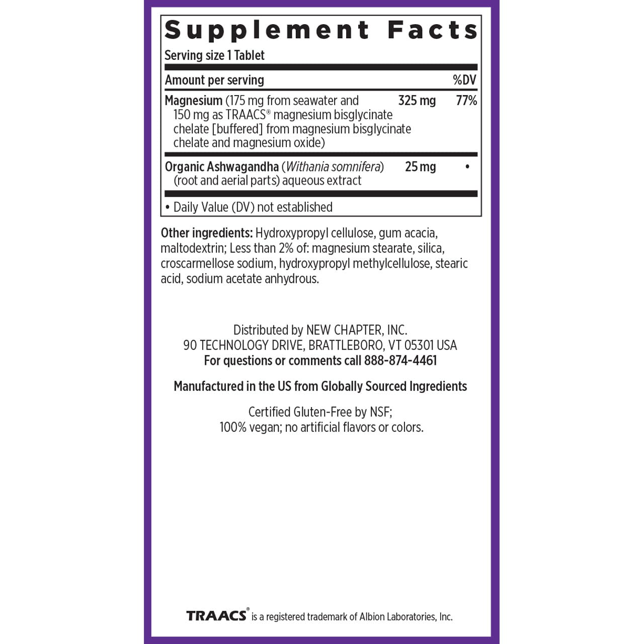 New Chapter Magnesium + Ashwagandha Supplement Tablet, 60 Count