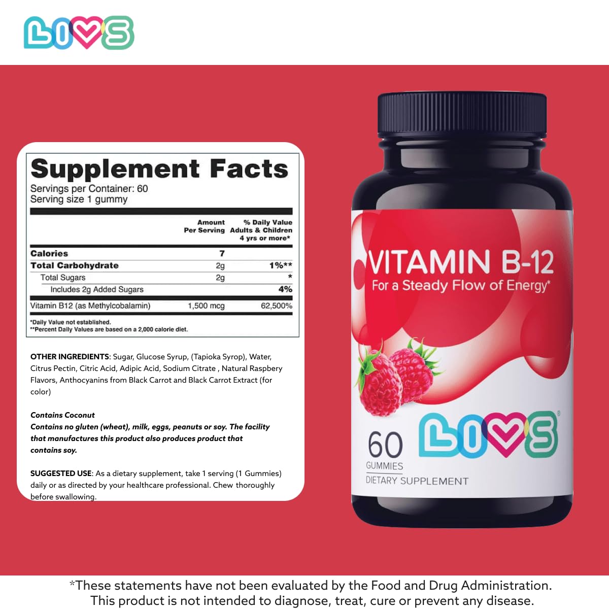 LIVS Vitamin B12 Gummies 60 Count