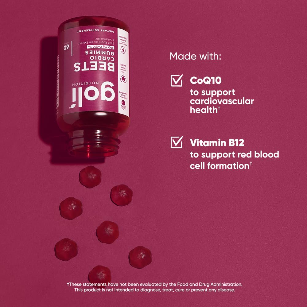 Goli Beets Cardio Gummies with CoQ10 and Vitamin B12 60 Gummies