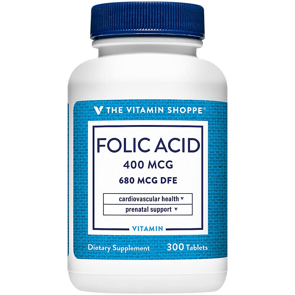 The Vitamin Shoppe Folic Acid 400mcg Tablets 300