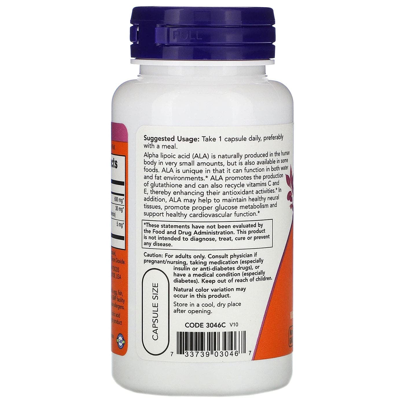 NOW Foods Alpha Lipoic Acid 600 mg, 60 Veg Capsules