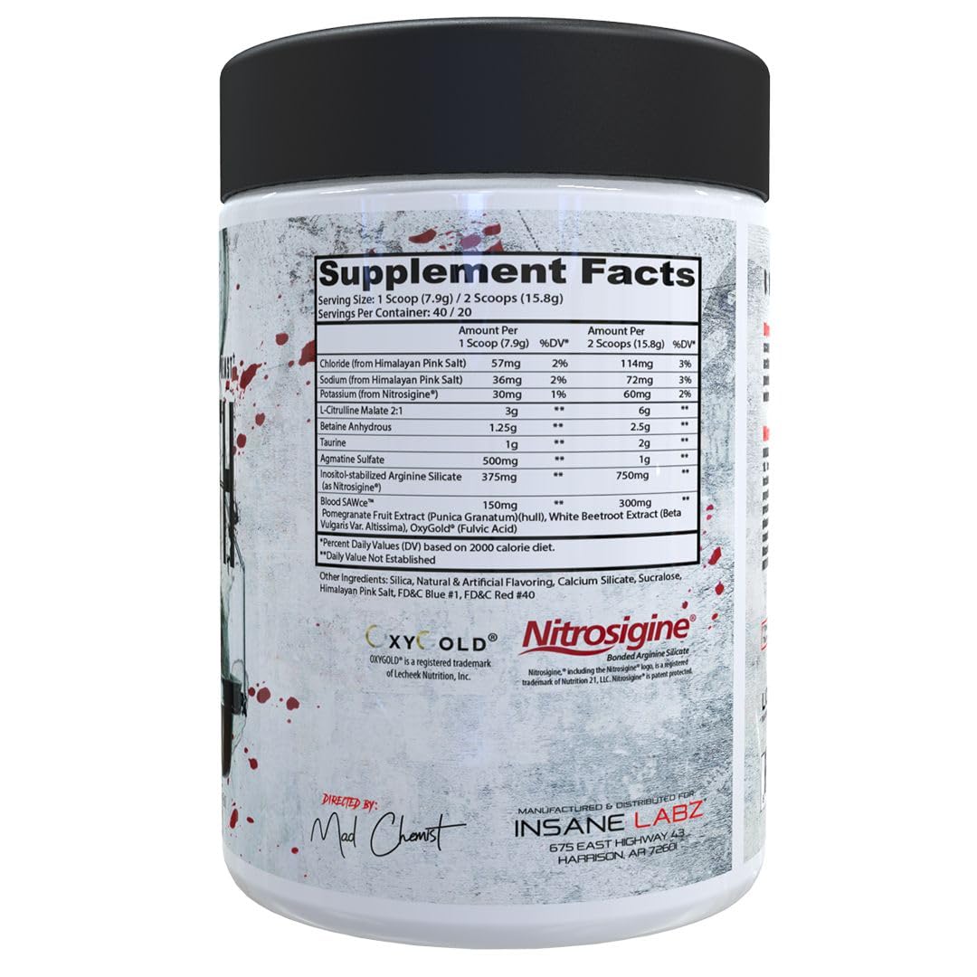 Insane Labz Psychotic Saw® and Bloodbath Pre Workout Nitric Oxide Booster Stack Powder 17.7