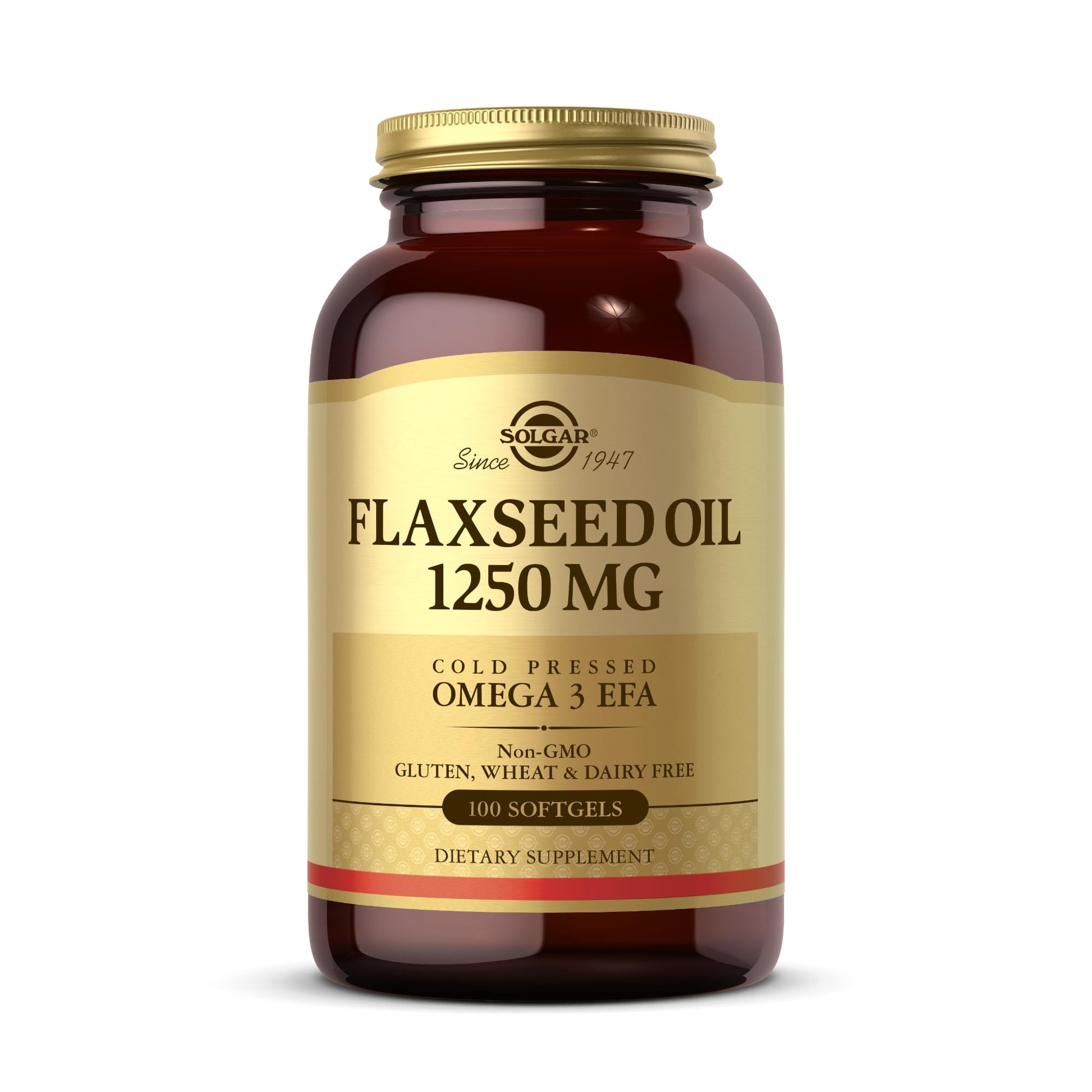 Solgar Flaxseed Oil 1250 mg Softgels, 100 Softgels