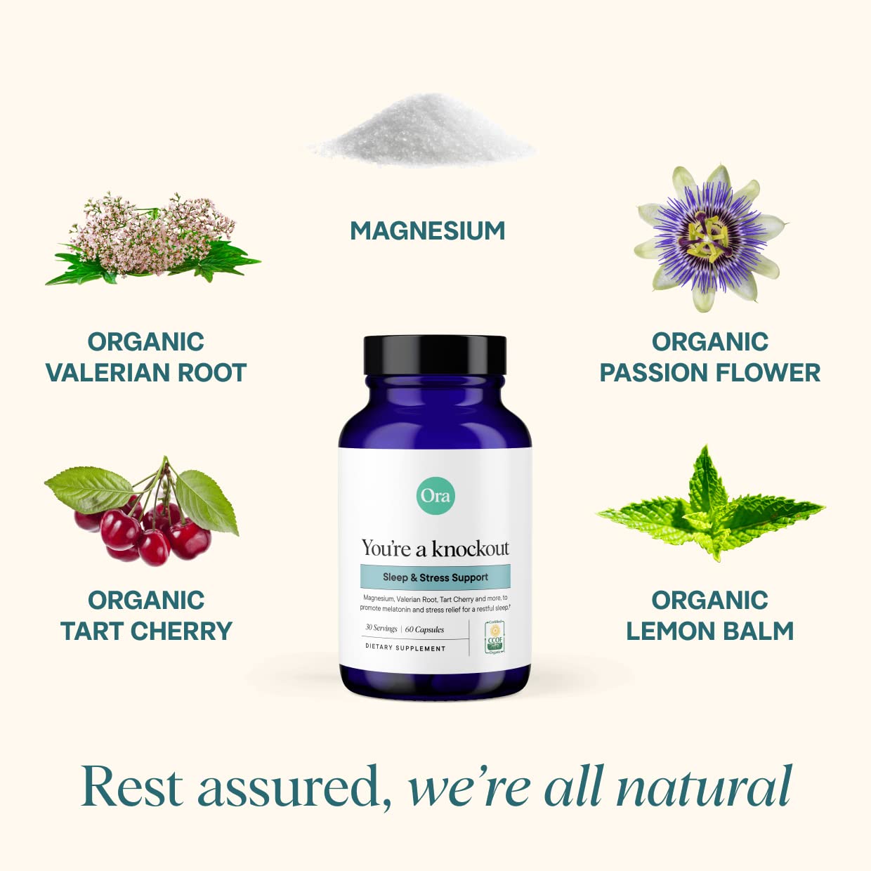 Ora Organic Natural Sleep Aid Supplement Capsules 60 Count