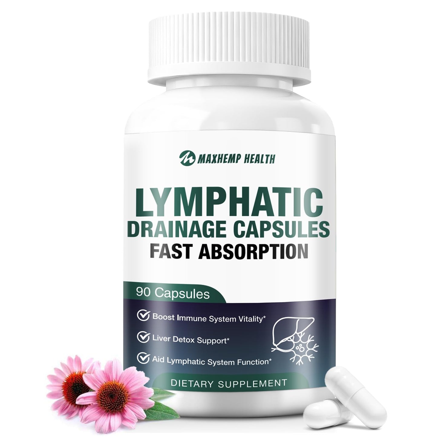 Maxhemphealth Lymphatic Drainage Capsules 19-in-1 Herbal, 90 Capsules