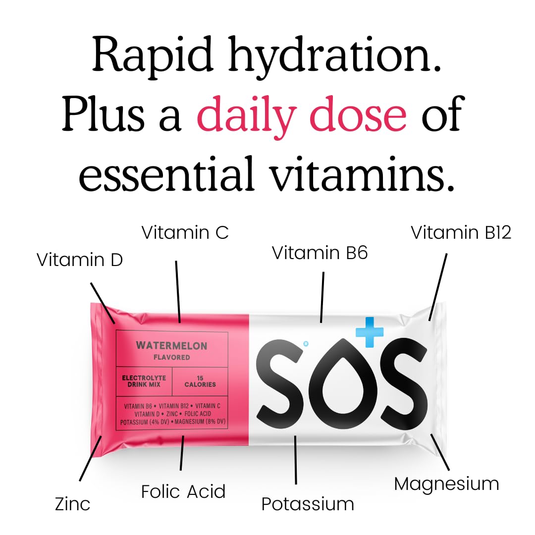 SOS Hydration Electrolyte Powder Packets, 5.5 oz (Pack of 24)