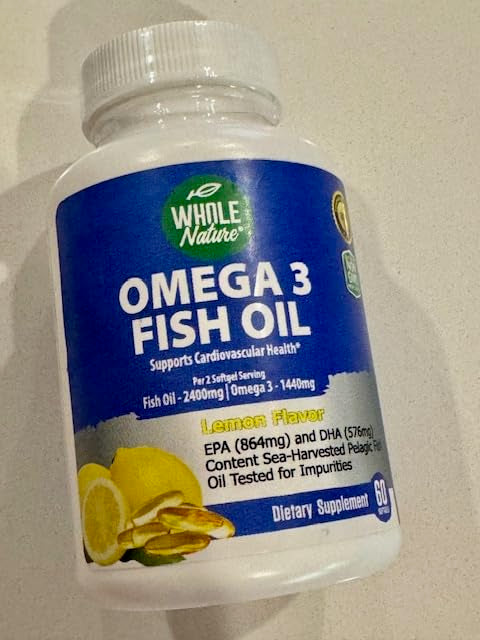 Whole Nature Omega 3 Fish Oil Capsules, 60 Count