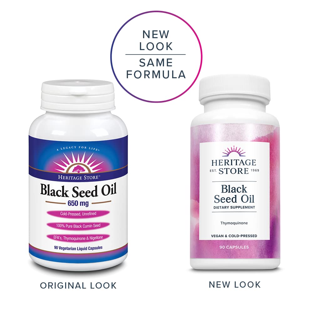 Heritage Store Black Seed Oil Capsules 90 Count