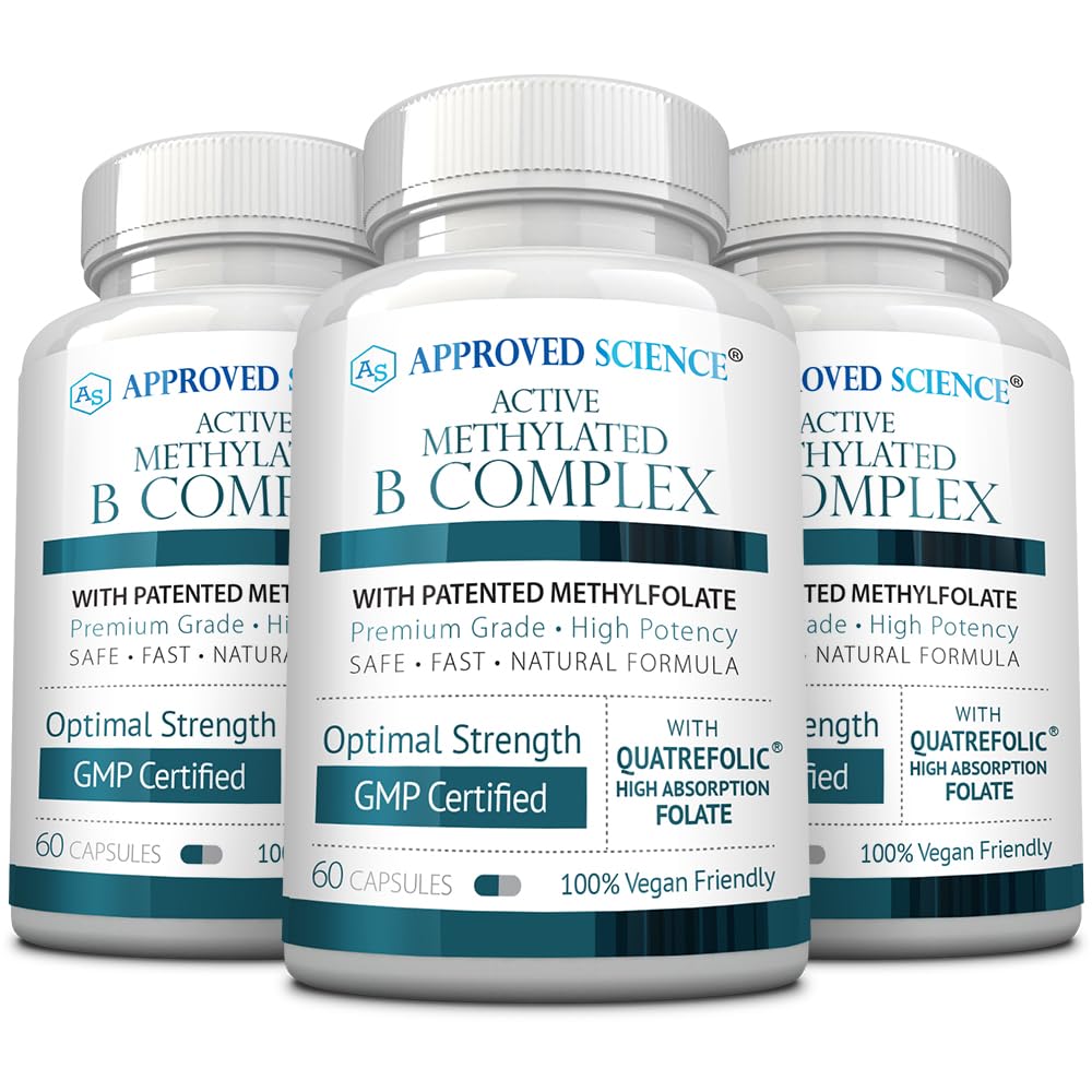 Approved Science Methylated B Complex – Full Bioactive Vitamin B Complex with 5-MTHF, Methylated B12, P5P – Methylation Support – Choline, Betaine – 180 Capsules