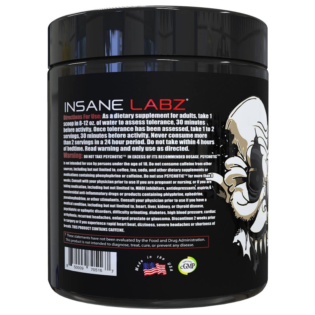 Insane Labz Psychotic Black Edition Mid Stimulant Pre Workout Powder 7.8